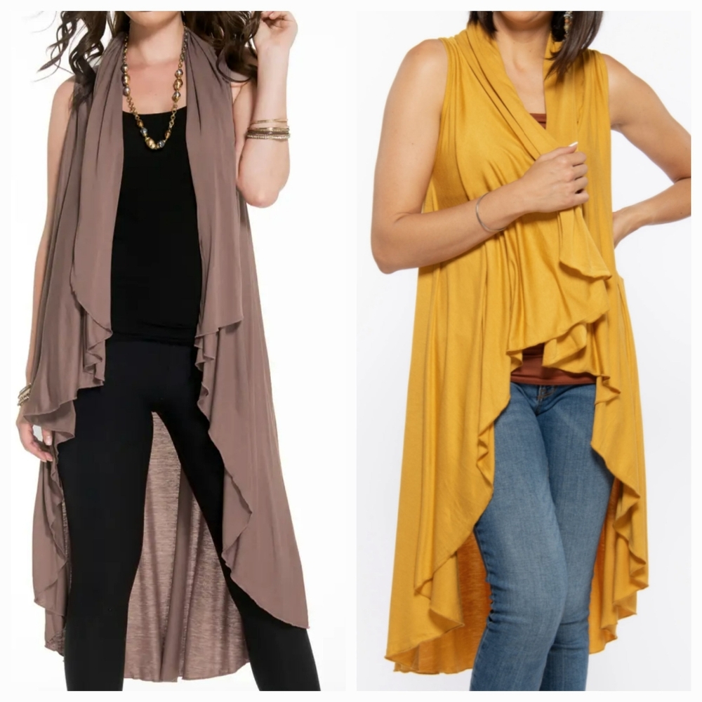 🎉 Women's Long Convertible Tunic - Mustard or Mocha
